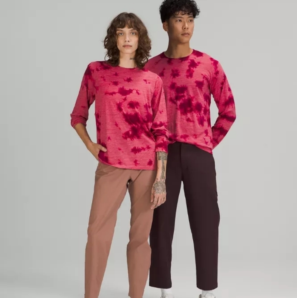lululemon lab Merino Wool-Blend Tie Dye Long Sleeve Shirt M L Red Pink Unisex